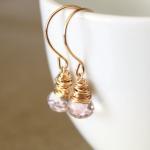 Pink Quartz Yellow Gold Ear..