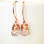 Pink Quartz Rose Gold Earri..
