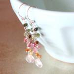 Arc en Ciel-- Rock Crystal and Tourmaline Dangle Earrings