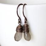 Gray Moonstone Earrings Ant..