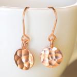 Hammered Rose Gold Disc Ear..