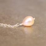 Pink Pearl Necklace Sterlin..