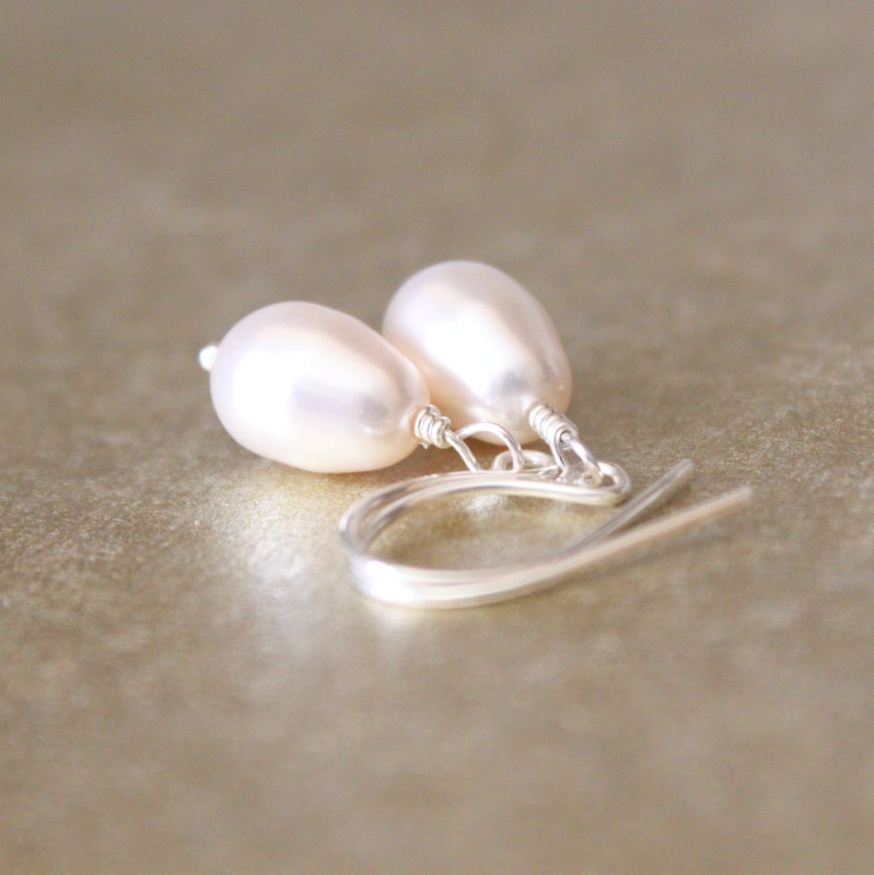 Swarovski Crystal Faux Pearl Earrings Sterling Silver Wirewrapped