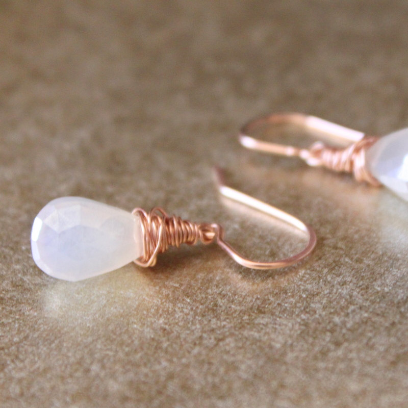 LOUISE--Pearl Chalcedony Rose Gold Earrings