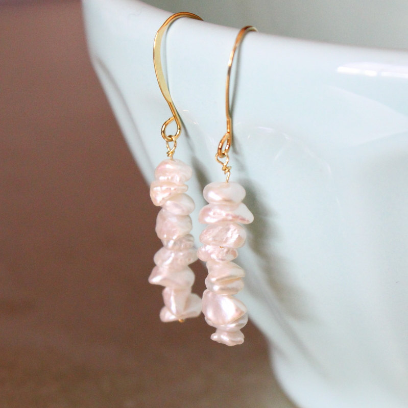 BLAIR--Ivory Keishi Pearl and Gold Fill Earrings