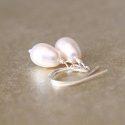 Swarovski Crystal Faux Pearl Earrings Sterling Silver Wirewrapped
