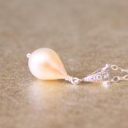 Pink Pearl Rhinestone Necklace Sterling Silver Wirewrapped Freshwater Cultured Bridesmaid Bridal June Birthstone Gift