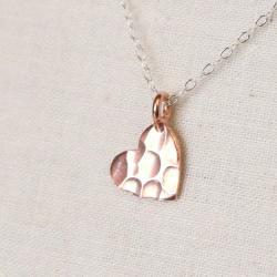Bali Rose Gold Vermeil Hammered Heart Necklace