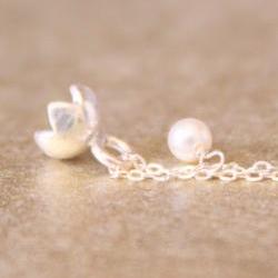 Pearl Sterling Silver Flower Necklace June Birthstone Bridal