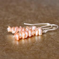 Pink Keishi Pearl Earrings Sterling Silver Wirewrapped