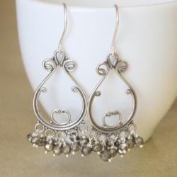 SWIRL--Sterling Silver Chandelier and Pyrite Earrings