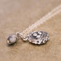 SPECKLED--Sterling Egg Nest Charm and Speckled Agate Egg