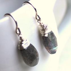 SALE--STARRY--Labradorite and Sterling Silver Earrings