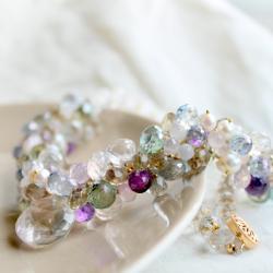 PASCALE--Rock Crystal and Multicolor Gemstone Bridal Necklace