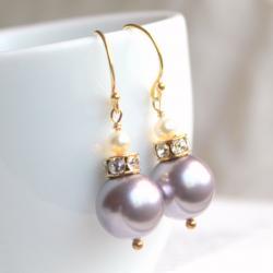 BELLA GOLD--Swarovski Crystal Pearl Gold Fill Earrings--you choose the color