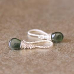 SALE--FOREST--African Chrome Diopside Green Sterling Silver Earrings