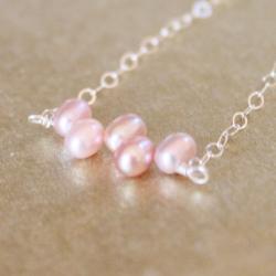 Mauve Freshwater Pearl Sterling Silver Chain Bracelet