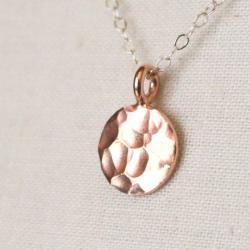 Bali Rose Gold Vermeil Hammered Disc Necklace