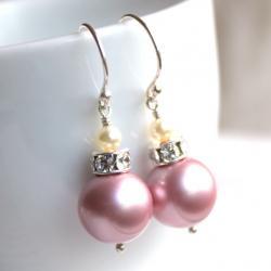 BELLA--Swarovski Crystal Pearl Sterling Silver Earrings--you choose the color