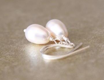 Swarovski Crystal Faux Pearl Earrings Sterling Silver Wirewrapped