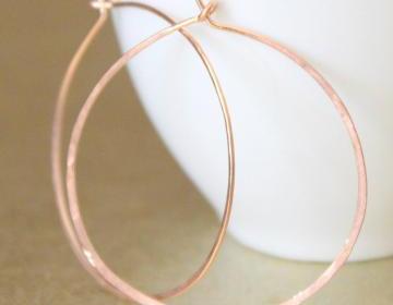 CIRCLE--Hammered Rose Gold Fill Large Hoop Earrings