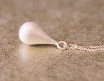 Brushed Metal Sterling Charm Necklace Pendant
